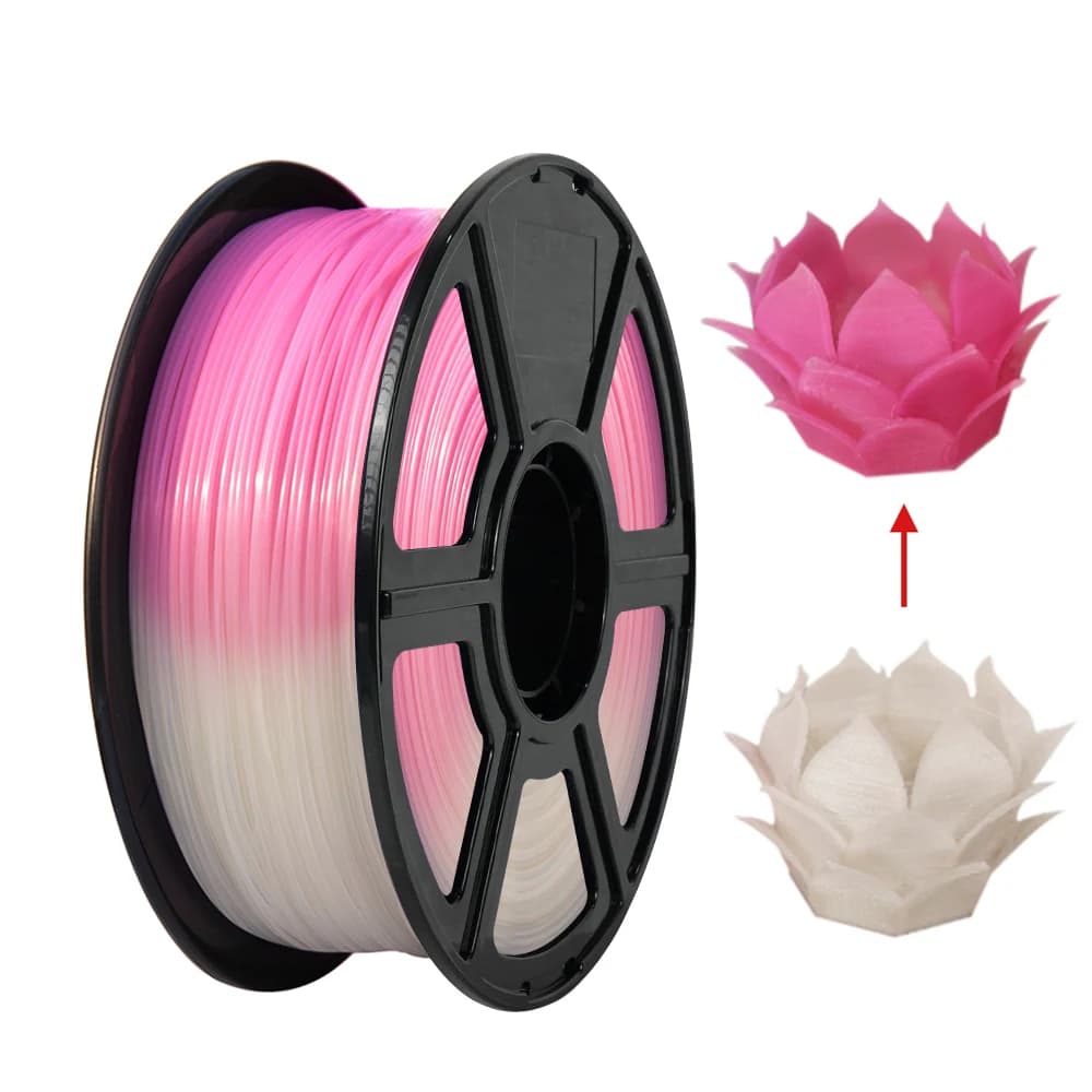 3D Printer Filament PLA changing color UV 250G 2 styles: from UV to purple and from UV to pink, suitable for 3D printing DIY