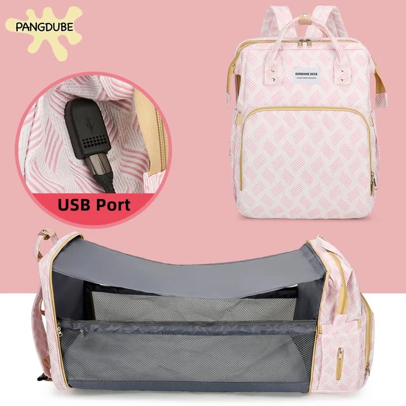 PANGDUBE 30*20*40cm borsa per pannolini per bambini con ganci per passeggino culla portatile fasciatoio per pannolini borsa per marsupio per mamma zaino