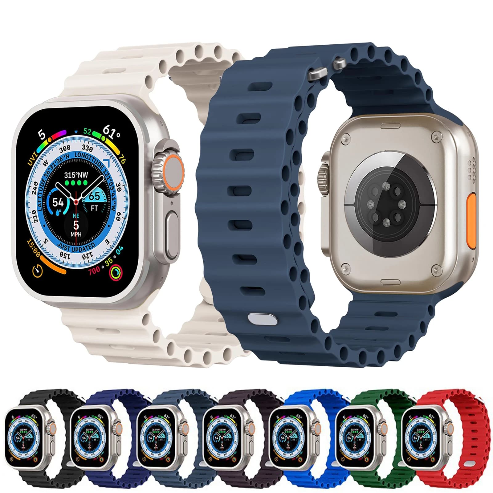 Cinturino Ocean Band per cinturino Apple Watch 44mm 49mm 45mm 41mm 40mm 38mm 42mm bracciale sportivo in Silicone serie iWatch ultra SE 6 8 7 9