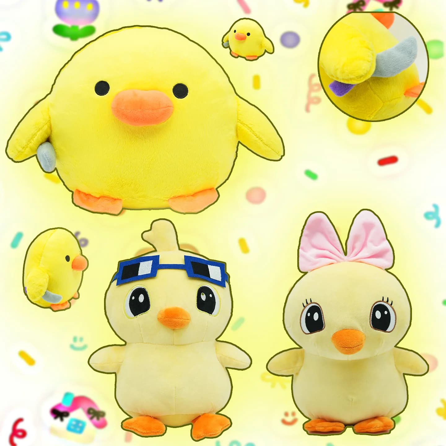 YanQing Kawaii Yellow Duck Plush Toy Sweet Couple Duck Stuffed Doll Cute Animals Plushie Home Decoration Birthday Gifts