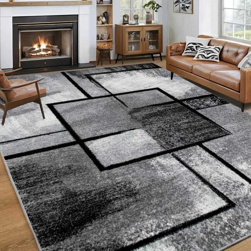 Tappeto Geometrico Moderno di Lusso VIKAMA, Resistente alle Macchie e Facile da Mantenere, per Soggiorno, Camera da Letto, Arredamento Casa