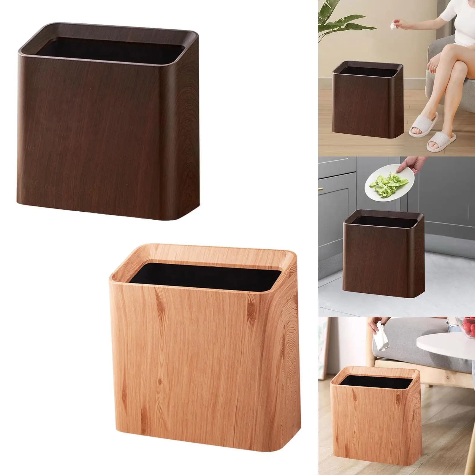 Trash Grain Living Room Waste Basket Office Toilet Paper Bin PP Material Suitable for Kitchen Bedroom Home