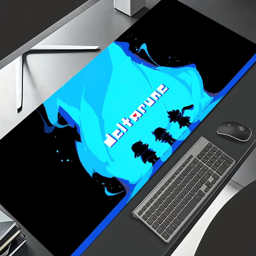 Tappetino per Mouse D-Deltarune Blu alla Moda, Antiscivolo, Spesso, Grande, con Bordo Cucito, per Gaming, Ufficio e Studenti