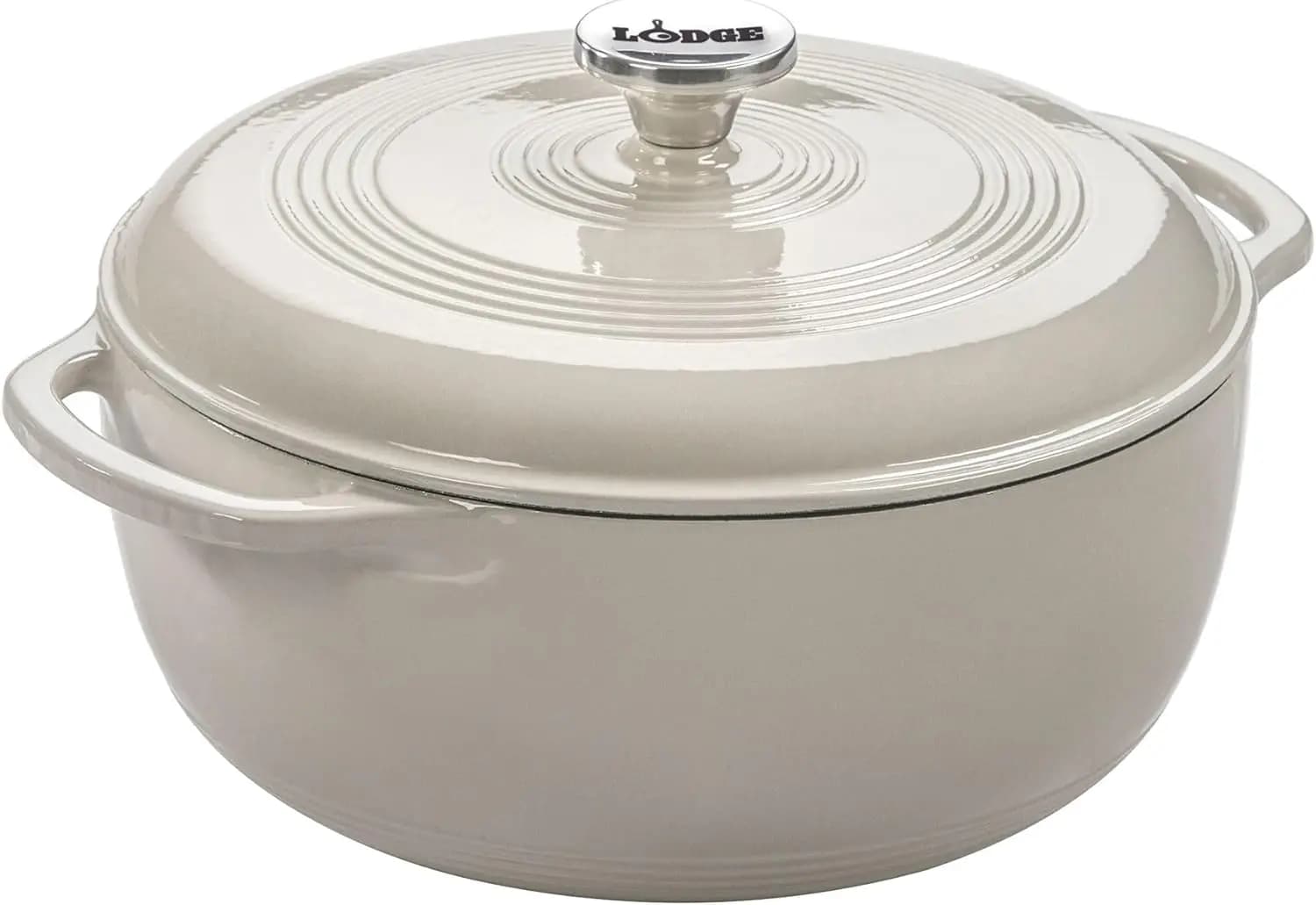 Polished Cast Iron Pen for Cooking, Brazing and Leaning - Airtight Cover, Double Handles, 6 Quarters in Dark White