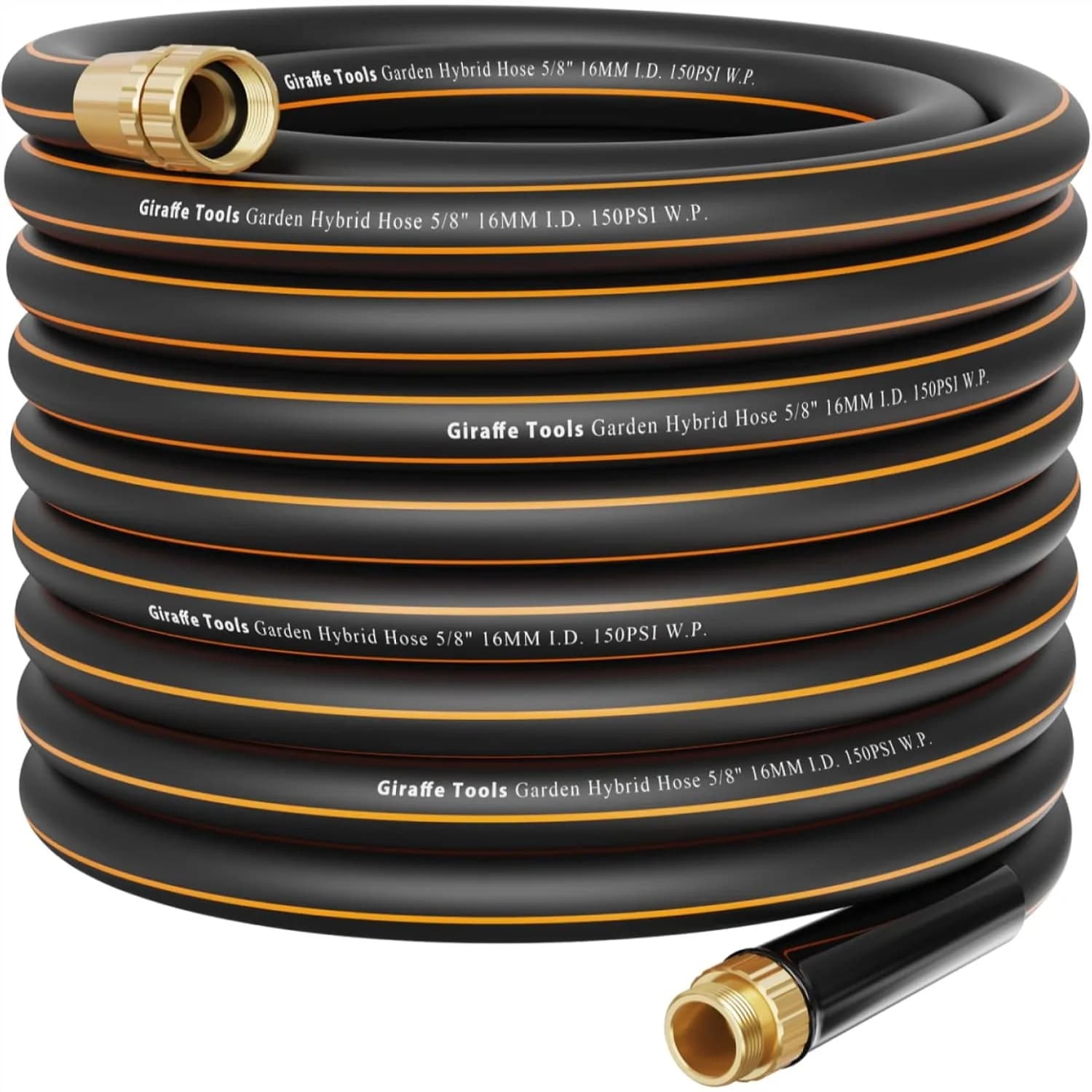 75ft x 5/8" Heavy Duty Garden Hose, Lightweight Flexible Hybrid Water Hose with Male to Female Fittings