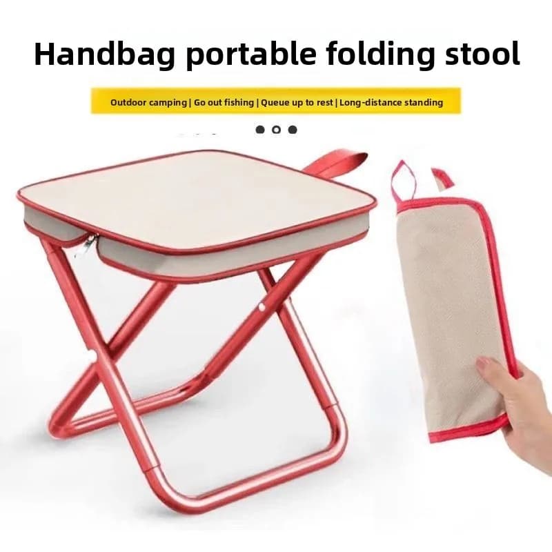 Mini Foldable Outdoor Stool Portable Handheld Folding Chair Compact Fishing Camping Seat with Storage Bag for Travel