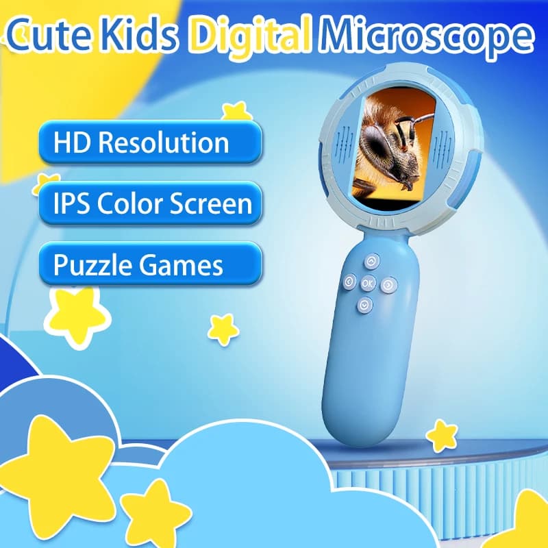 Children's Digital Microscope for Ages 3+ Scientific Experimenting Detection Magnifying Glass for Little Scientists