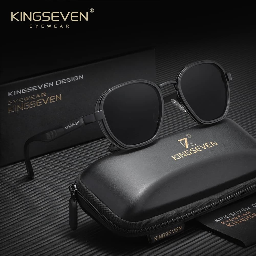 KINGSEVEN Polarized Small Frame Round Steampunk Sunglasses Women Men Sun Glasses For Driving Eyewear UV400 Shades