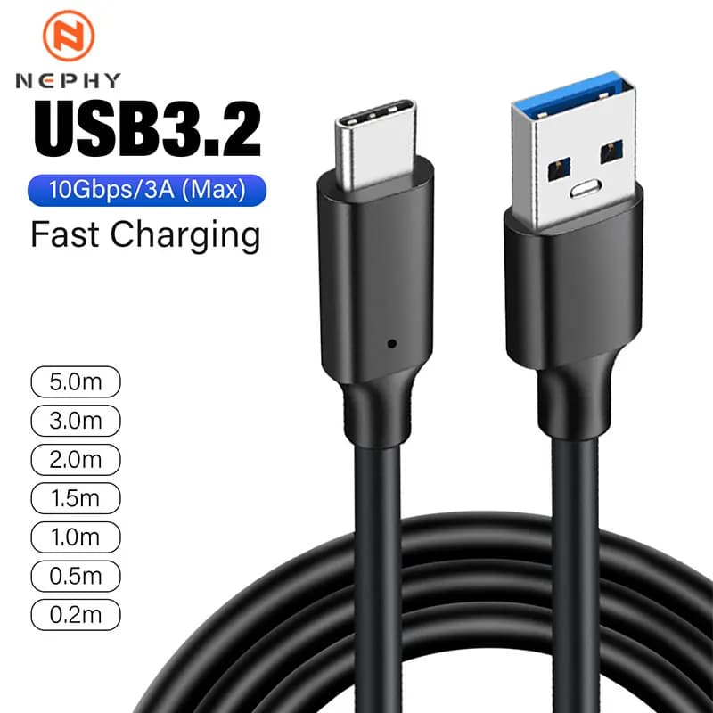 Cavo USB3.2 da 10 Gbps Cavo USB tipo A a USB C 3.2 Gen2 Trasferimento dati Cavo disco rigido USB C SSD 3A 60 W QC 3.0 Ricarica rapida 3 m 5 m