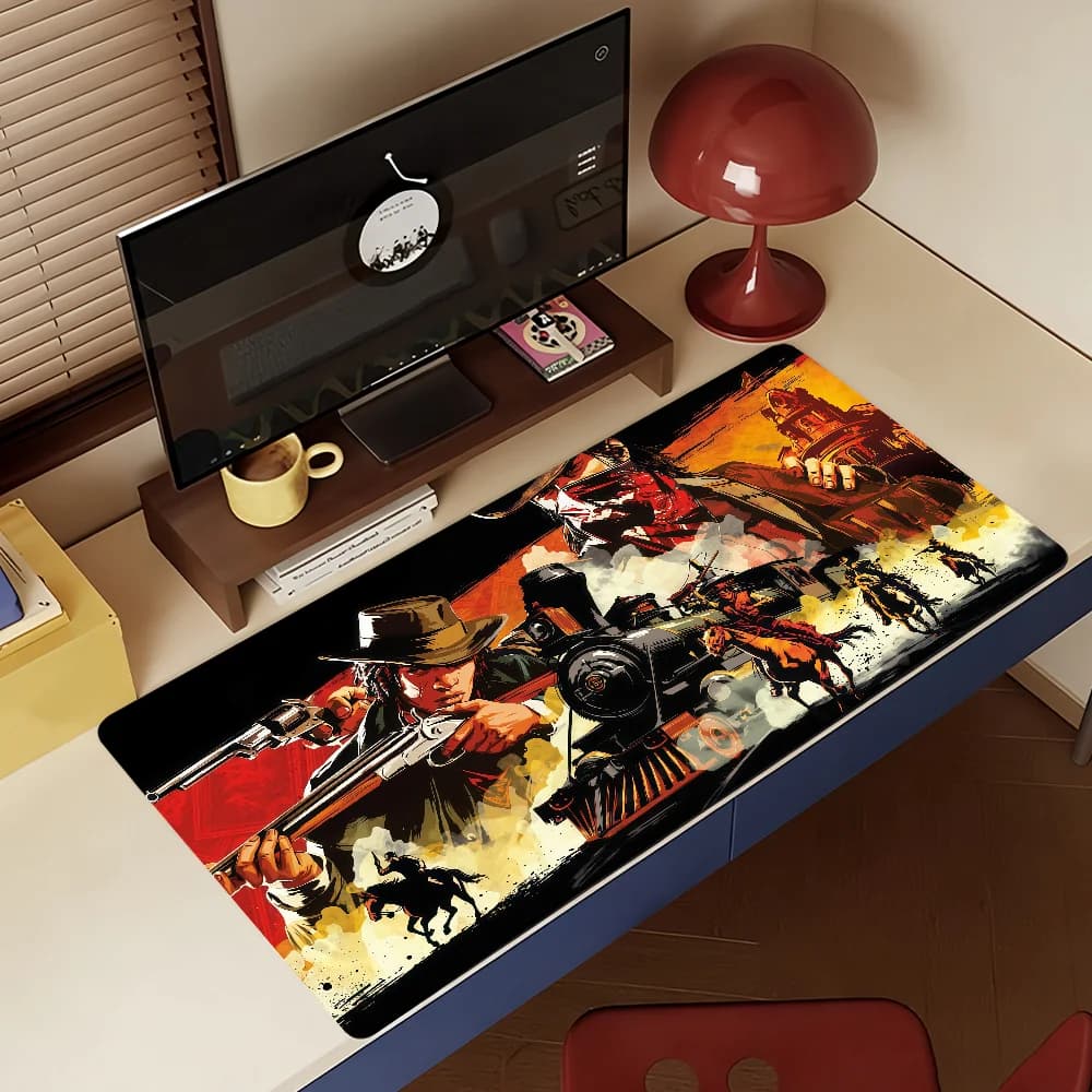 Tappetino per mouse Game R-Red Dead R-Redemption 2, antiscivolo in gomma, per computer, decorazione per gamer, tappetino da scrivania, per laptop, ufficio, grande