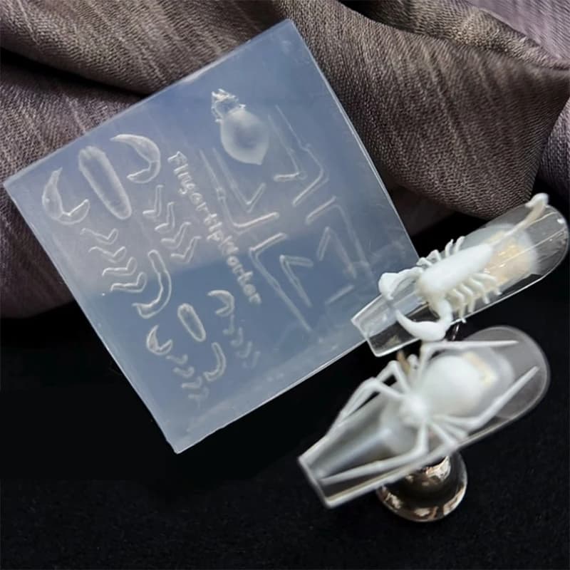 Stampo in Silicone 3D a Forma di Ragno e Scorpione per Unghie, Stile Punk Scuro, Piastre Morbide per Stamping, Strumenti per Manicure Artistica, Decorazioni e Modelli