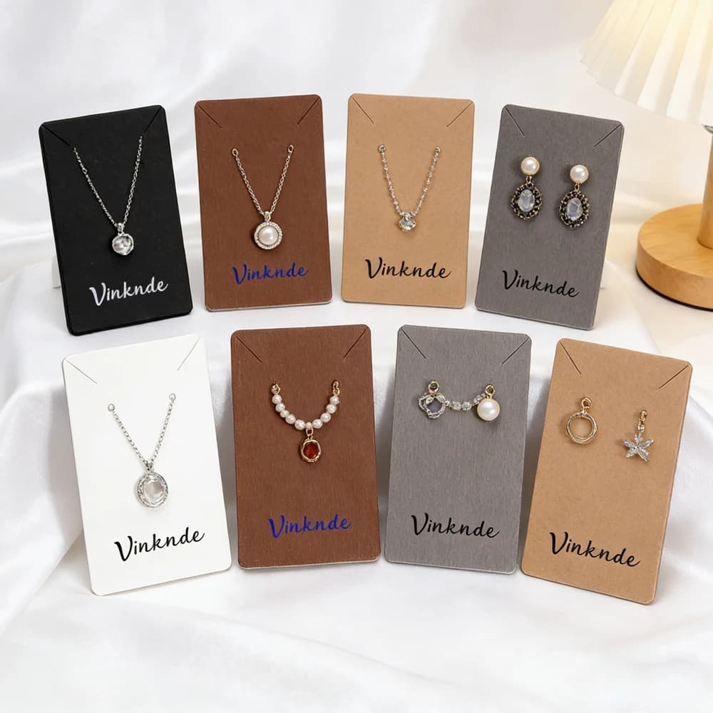 Cartoncini Kraft 6x9cm con Logo Personalizzato per Esposizione Gioielli, Piccoli Cartoncini Vuoti Fai-da-Te per Orecchini, Etichette Prezzo e Porta Prezzi