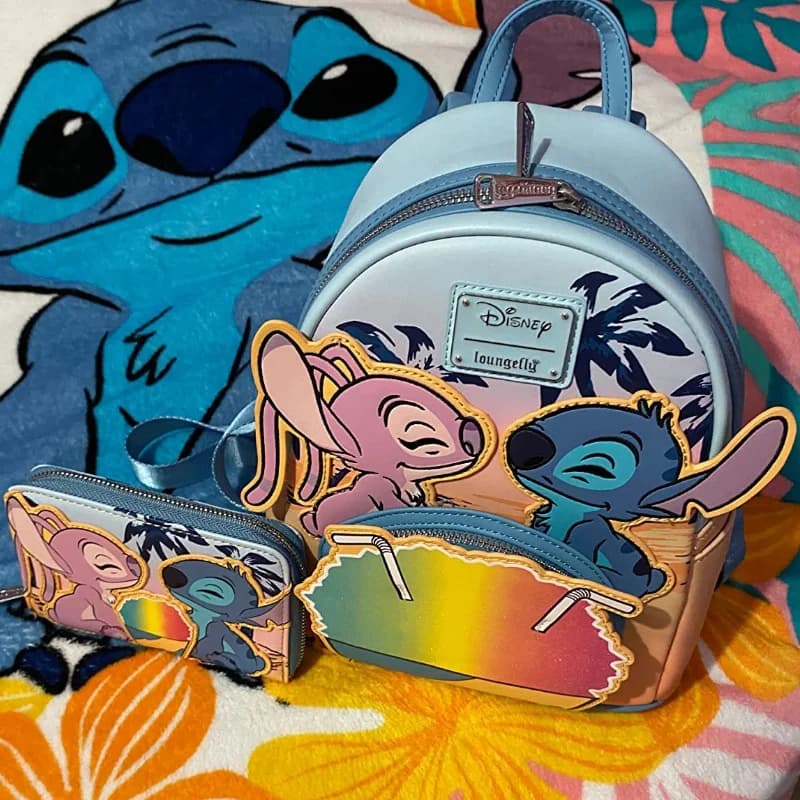 daNew daLoungefly Disney Stitch and Angel Date Night Stitch Card Holder Backpack Women's Gift Set