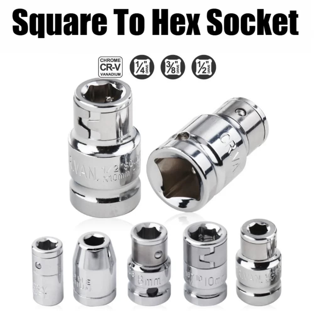 1/4”, 3/8”, 1/2” 1/4” hexagonal attachment converter adapter for quick change inserts, tips support, manual repair tool accessories