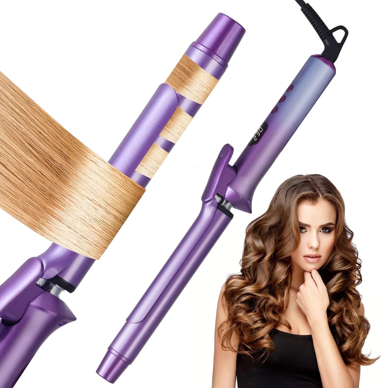 Haircut Hatteker US The large volume does not hurt the hair Permanent Negative ions 25 mm iron long-lasting Syling electric hair curler