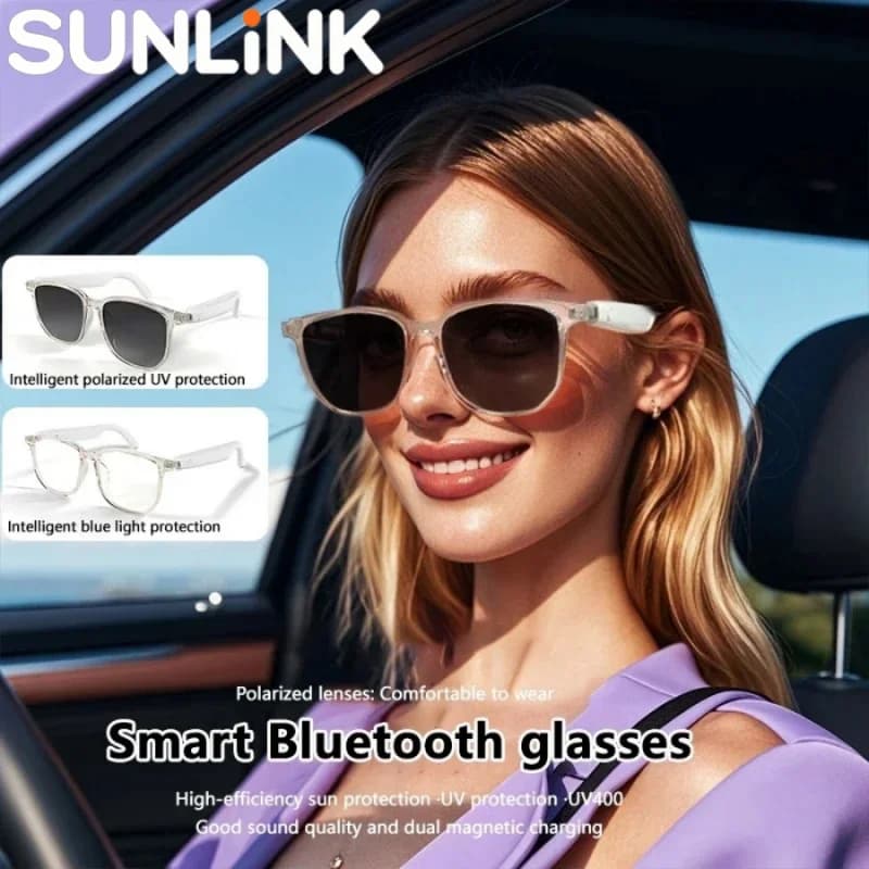 1 pair of smart AI glasses with Bluetooth remote control, UV-resistant sunglasses, to listen to music, make calls, outdoor sports glasses