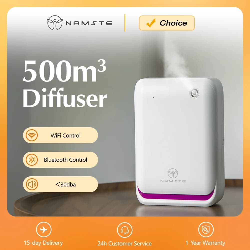 NAMSTE 500m3 Macchina per aromaterapia per ambienti di grandi dimensioni Diffusore di fragranze per la casa con controllo intelligente Capacità 260ML Diffusore professionale 10W