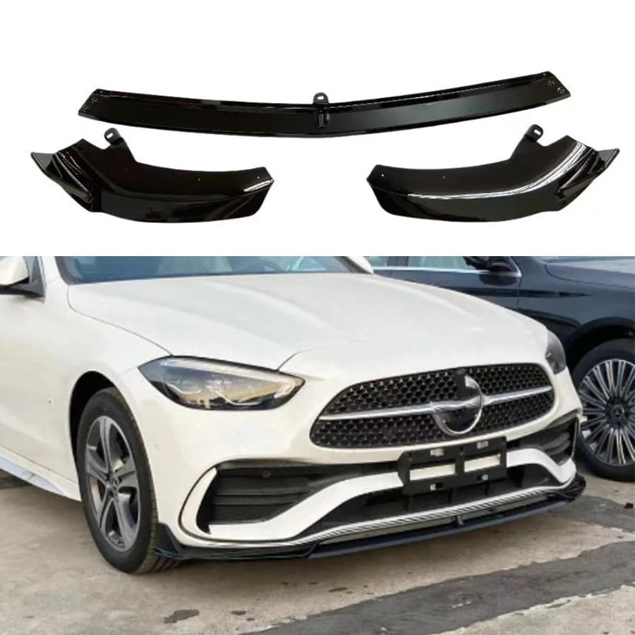 For Mercedes Benz C Class W206 C260 C200 Bright Black Car Front Bumper Lip glossy black Front lip Diffuser Front Chin Spoiler