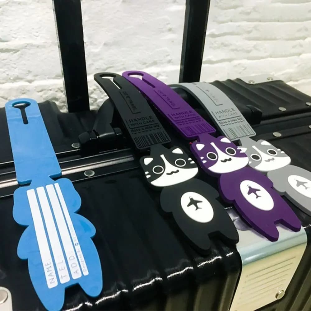 Etichetta per Bagaglio da Viaggio a Forma di Gatto, Porta Indirizzo per Valigia, Accessorio da Viaggio