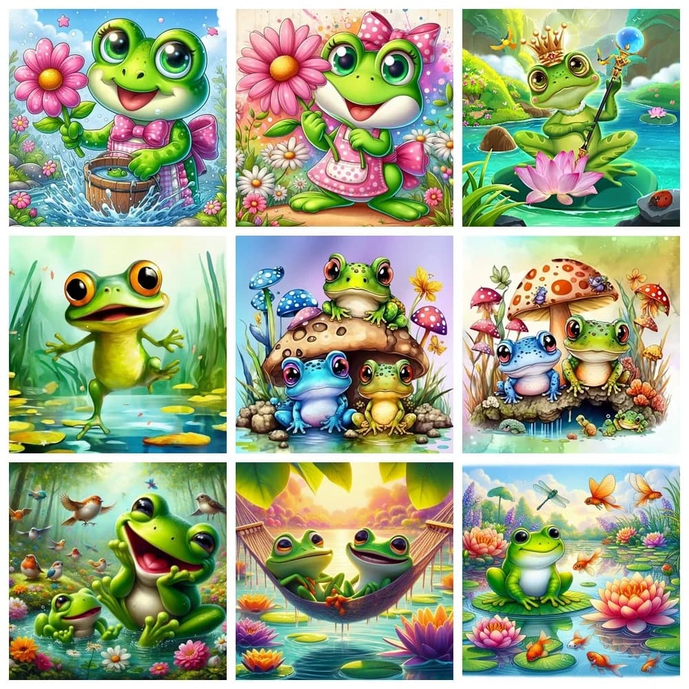 5D fai da te diamante carino divertente rane pittura mosaico kit acquerello corona cartone animato animale trapani completi ricamo corona punto decorazione