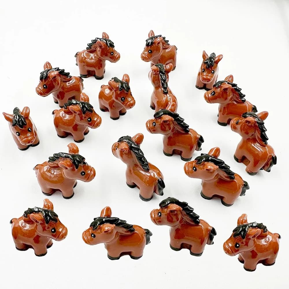 3/6 pieces mini mini miniature horses in resin, animal figurines garden accessories fairy for moss micro landscape plant home decoration diy