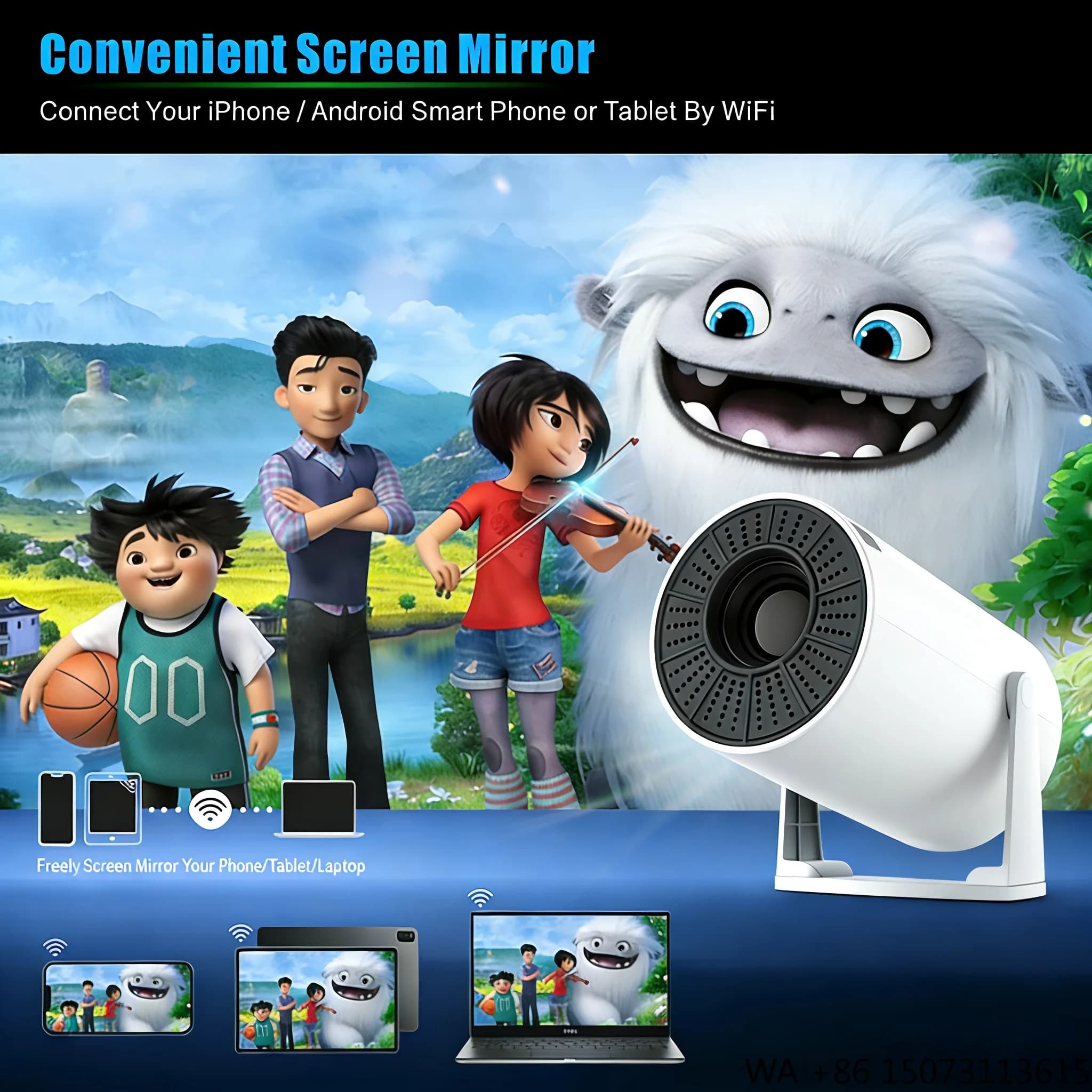Proiettore Android Mini Economico C207 HY300, Home Theater Portatile WiFi 1080P per Famiglia e Amici a Prezzo Conveniente