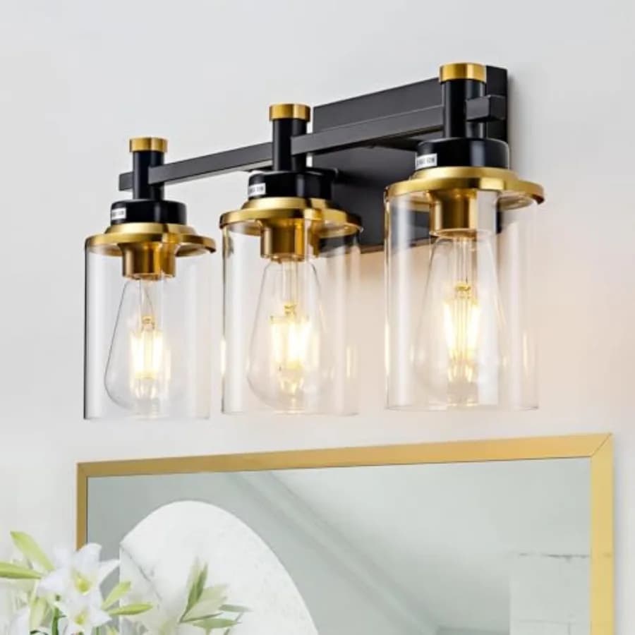 Lampada da Bagno a 3 Luci, Applique da Parete Moderna Spazzolata per Specchio, Illuminazione per Bagno