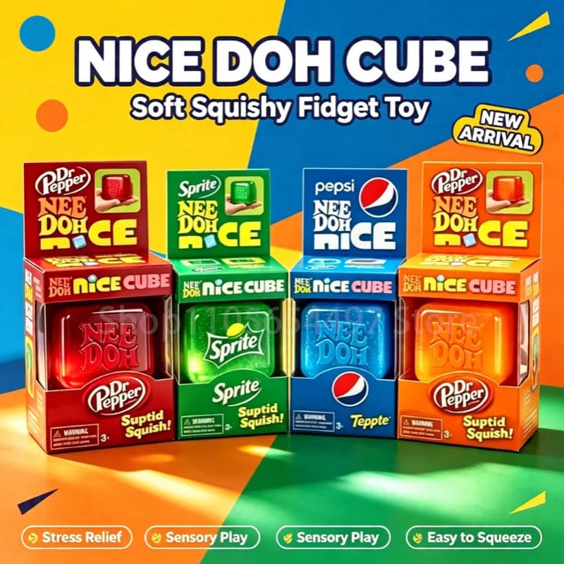 NeeDoh Soft Cube Sensory Stress Release Fidget Toy for Tension & Focus - Anti-Stress Squish Desktop Cube for Adults & Kids