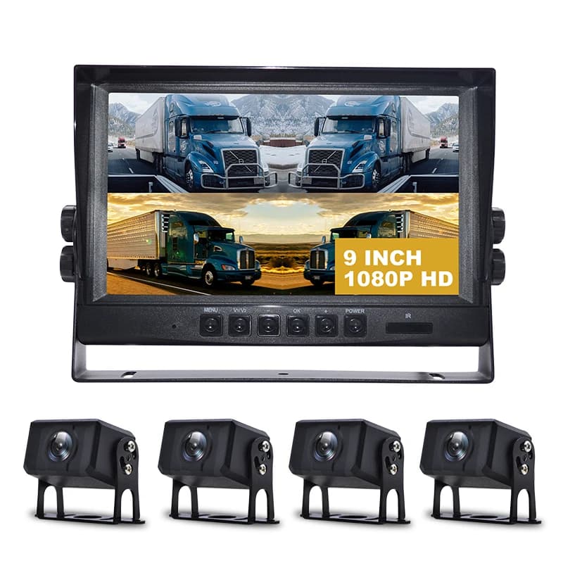 Sistema di Assistenza alla Retromarcia per Auto a 4 Canali con Monitor IPS da 9 Pollici, Kit di Sicurezza per Camion e Camper con Visione Notturna