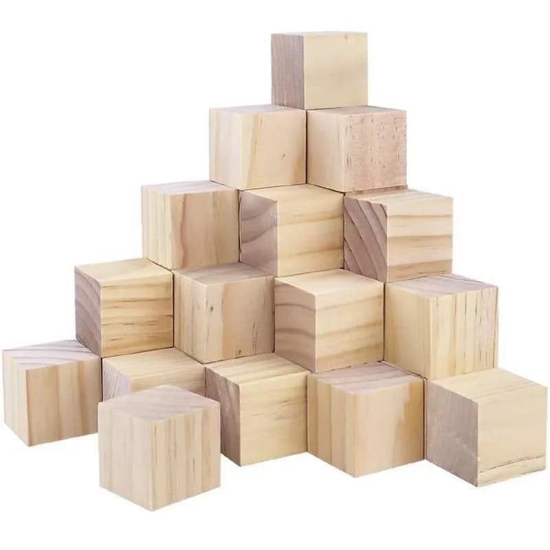 31 blocchi di legno massello lisci da 3x3 cm, per pittura, timbri e modellini