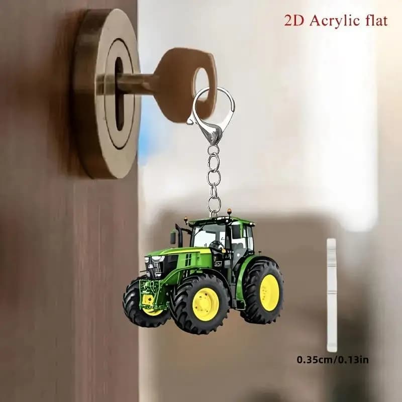 2D Tractor Keychain Backpack Pendant Car Key Ring Fun Design for Kids Adults Souvenir Keepsake 1PCS