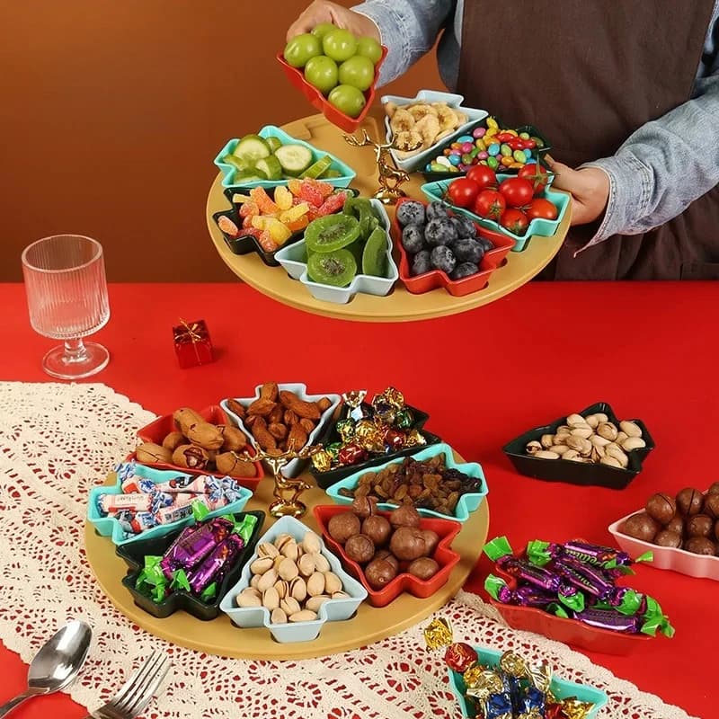 Piatto di frutta per albero di Natale Piatto diviso Piatto di frutta secca per la casa Soggiorno Creativo Alta estetica