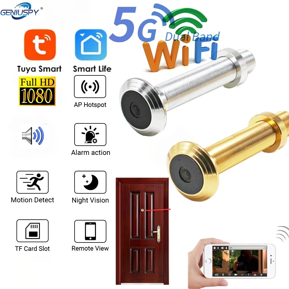 5G 2.4G Dual Band Wifi nuovo Tuya 16mm di diametro grandangolare Cat Eye visione notturna a infrarossi spioncino Wifi campanello telecamera Audio