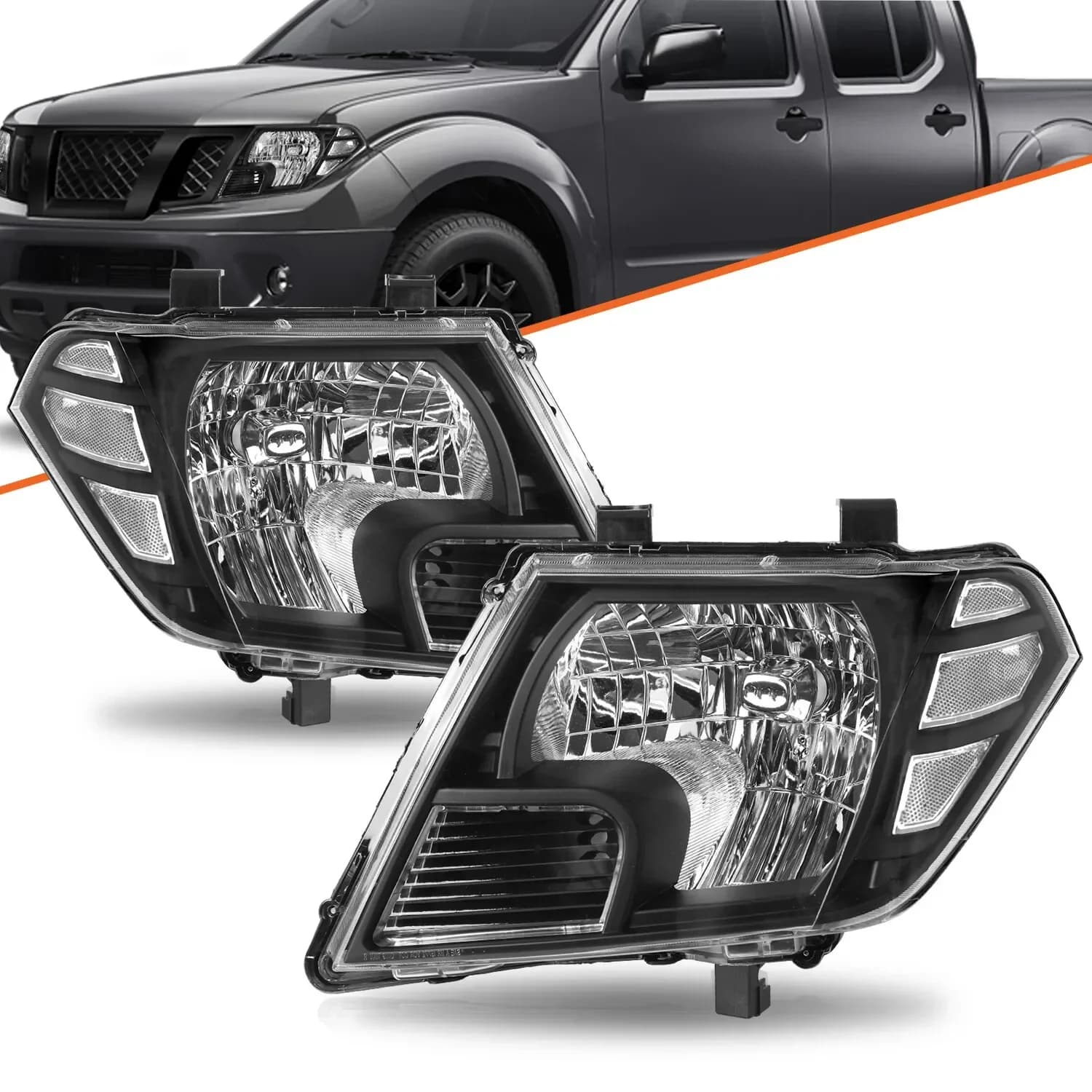 Fari Neri per Nissan Frontier Truck 2009-2021, Coppia Sinistra e Destra