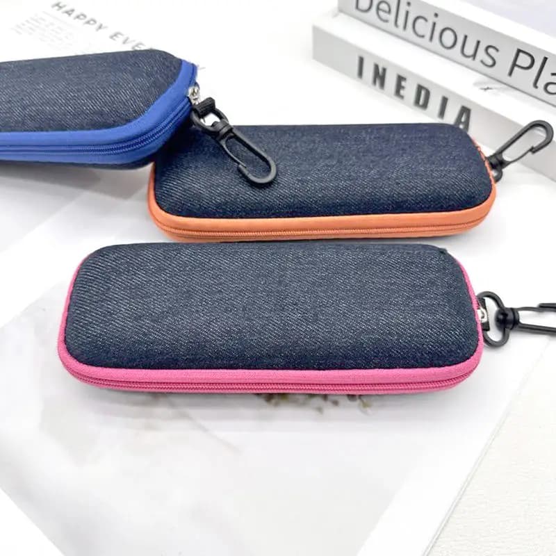 Custodia Portatile per Occhiali da Sole con Cerniera e Gancio Morbido ​ Custodia Protettiva per Occhiali da Lettura