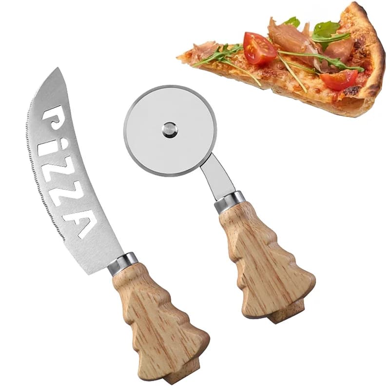 Tagliapizza e Spatola per Pizza con Paletta, Set 2 Pezzi Utensili da Cucina, Rullo per Impasto, Spatola in Metallo