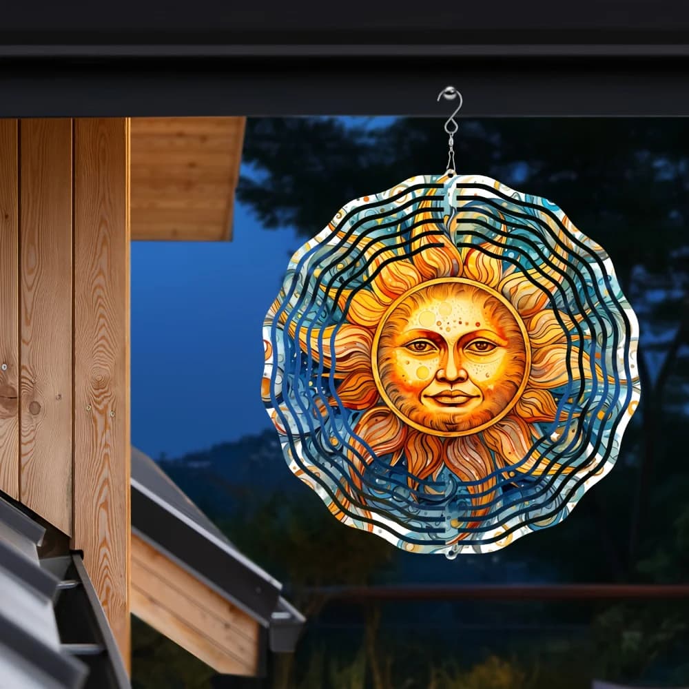 Thanksgiving Christmas 1pc 3D Face Petal Mandala Wind Chime, Hook Hanger Spinner, for Indoor Outdoor Garden Porch Terrace Decor