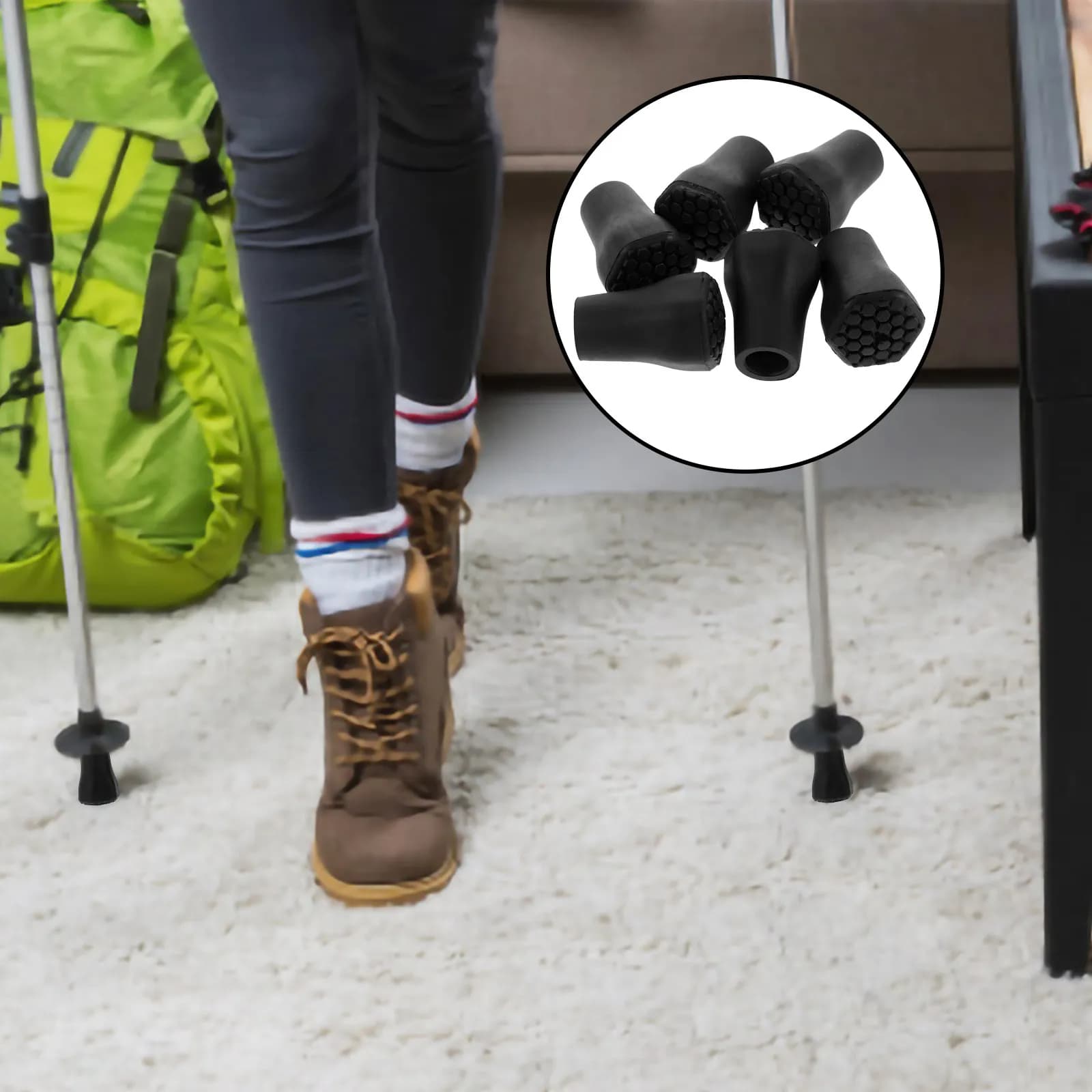 6 Spare Parts for Trekking Sticks, Stroller Sticks, Snow and Fango Protection, Lightweight and Easy to Use