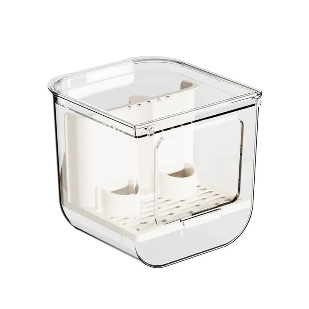 Automatic Bird Feeding Bowl Transparent Double Slot Food Dispenser Large Capacity Splash Proof Pet Parrot Feeder Cage Hanging