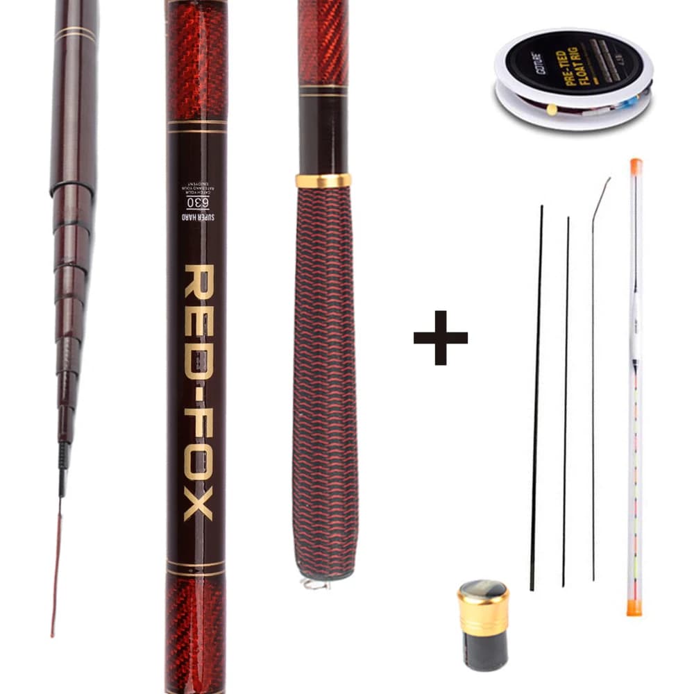 Goture Kit canna da pesca telescopica in fibra di carbonio Canna Tenkara da 3-7,2 m con punte di ricambio, con set di piattaforme galleggianti Canna a mano d'acqua dolce