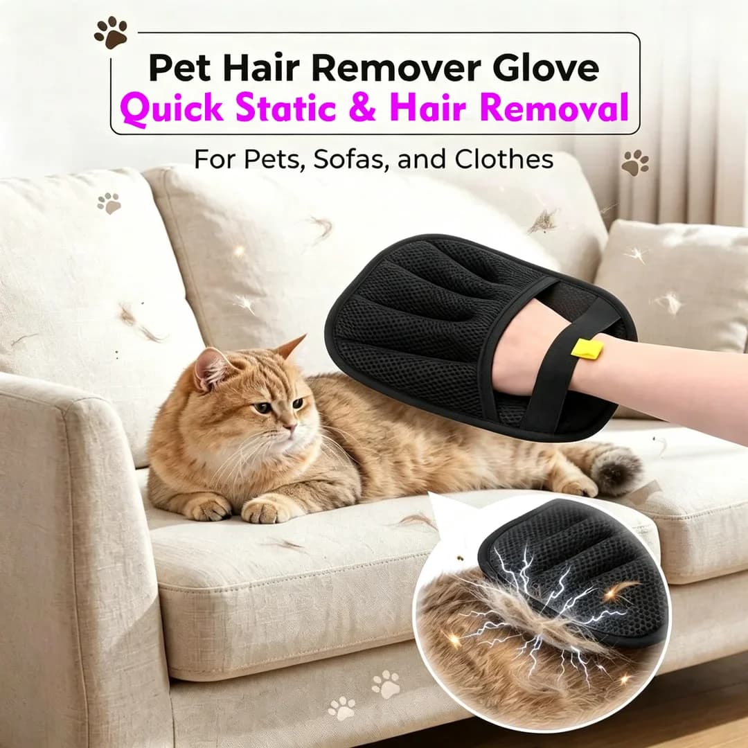 Pet Hair Removal Glove Electrostatic Deshedding Brush Supplies For Cat Dog Lint Fur Remover Reusable Grooming Cleaning Tool