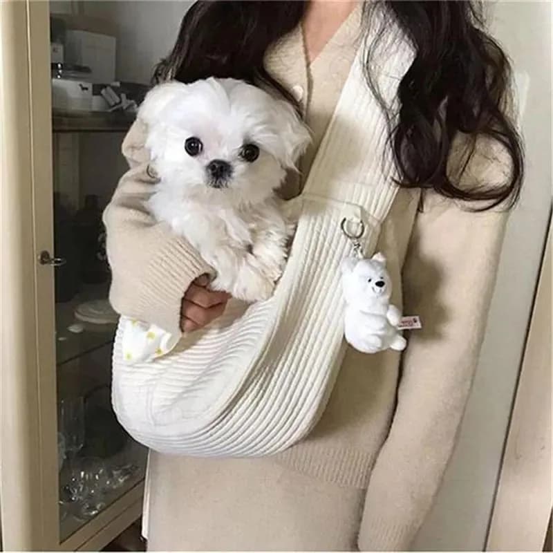 Borsa a tracolla a tracolla per animali domestici Borsa da trasporto portatile per cani e gatti Borsa da viaggio traspirante in tela per animali domestici