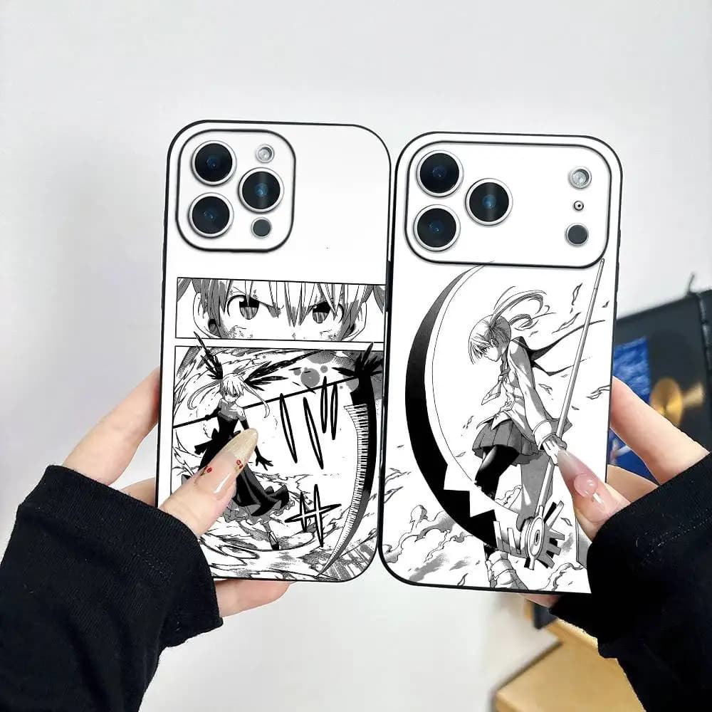 Cover Morbida Nera SOUL EATER JP Manga Anime per iPhone 17, 16, 15, 14, 13, 12, 11 Plus, Pro Max e Altri Modelli