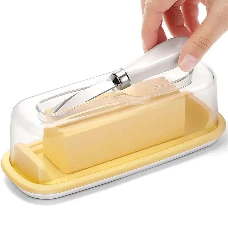 Kitchen Supplies Fresh Solid Cheese Container Butterfly plate with lid and knife to store solid cheese Fresh Cheese Storage Butterfly Box