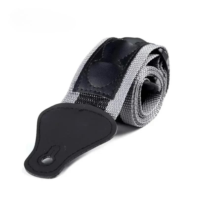 5pcs Electric Acoustic Bass Guitar Strap W/3 Pick Plectrums Holders Leather Ends Multifunction Black Useful Nylon