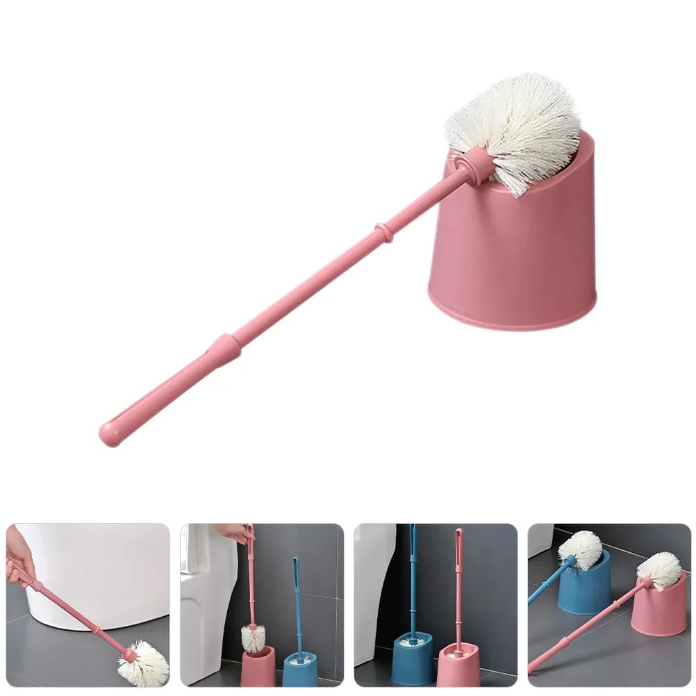 Set Spazzola per WC con Supporto, Manico Lungo Ergonomico, Setole Morbide Anti-Graffio, Montaggio a Parete, Spazzola per Pulizia del Gabinetto