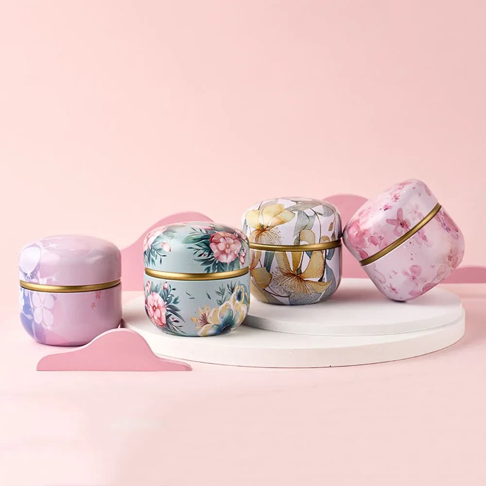 Flower Multifunction Mini Small Portable Snacks Candy Packaging Box Storage Box Tea Cans Containers Tin Plate Canister