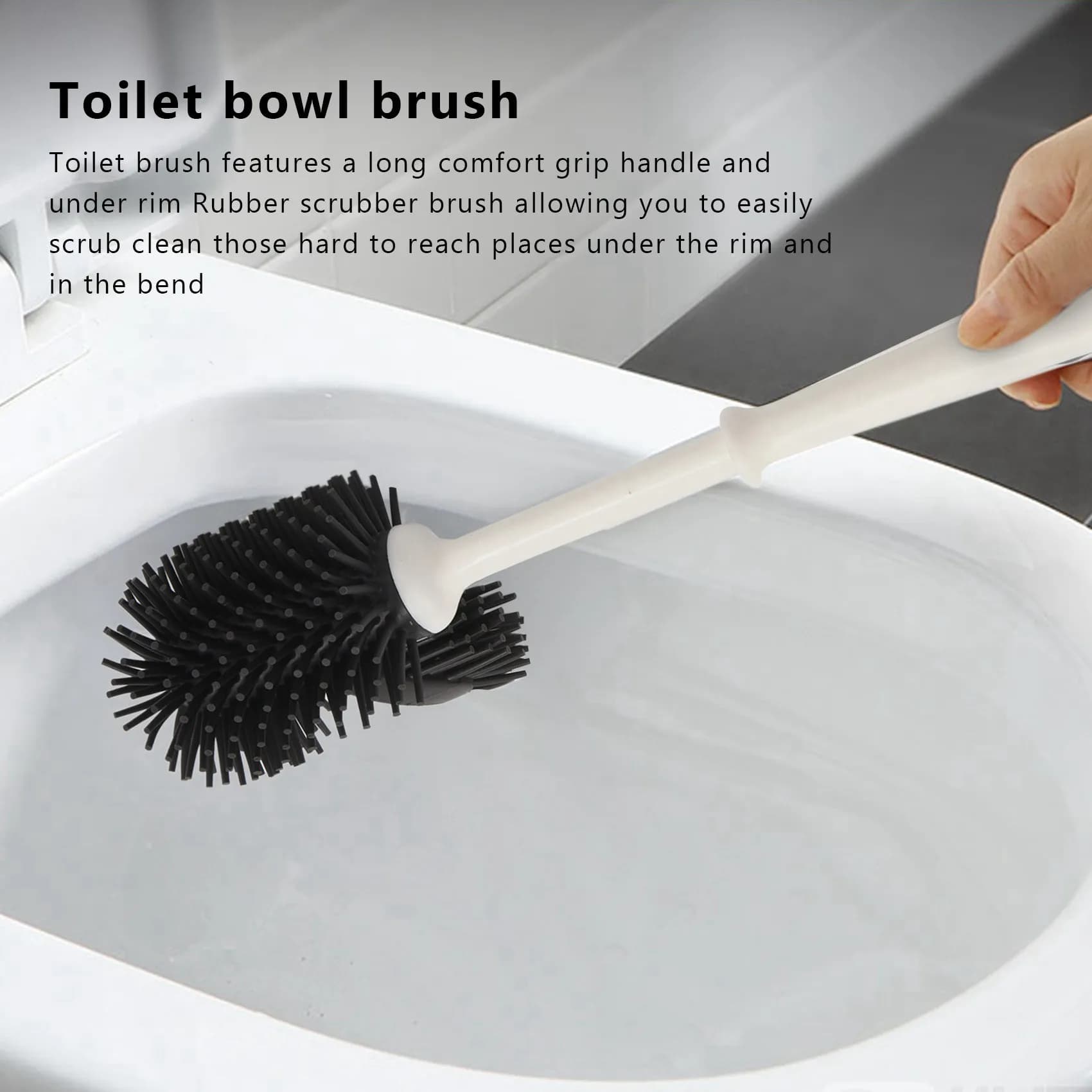Set di 2 spazzole per WC con supporto, spazzola per la pulizia del bordo del WC e portaoggetti per il bagno, facile da usare