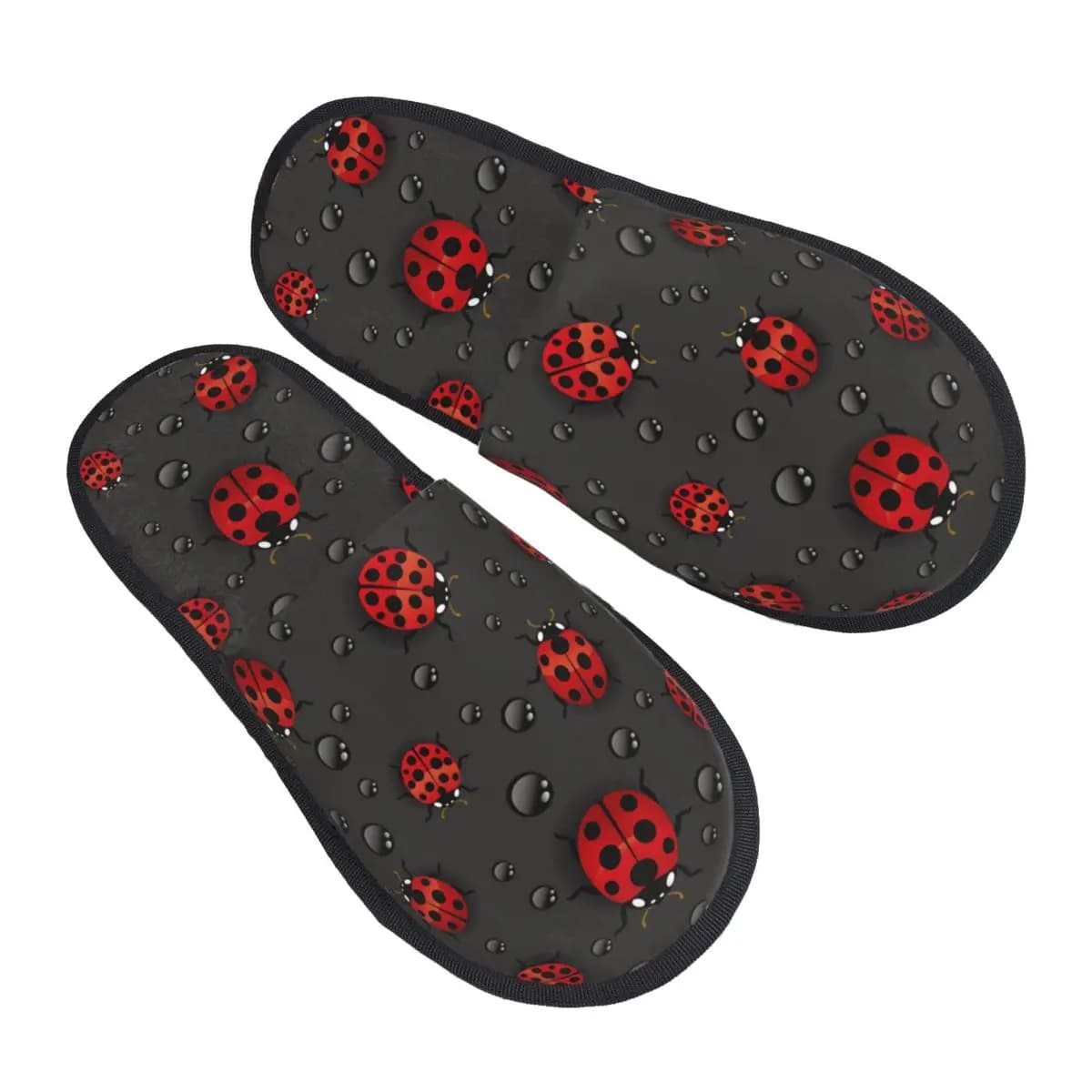 Pantofole da interno in peluche Coccinelle rosse con gocce d'acqua Scarpe morbide e calde Calzature per la casa Autunno Inverno