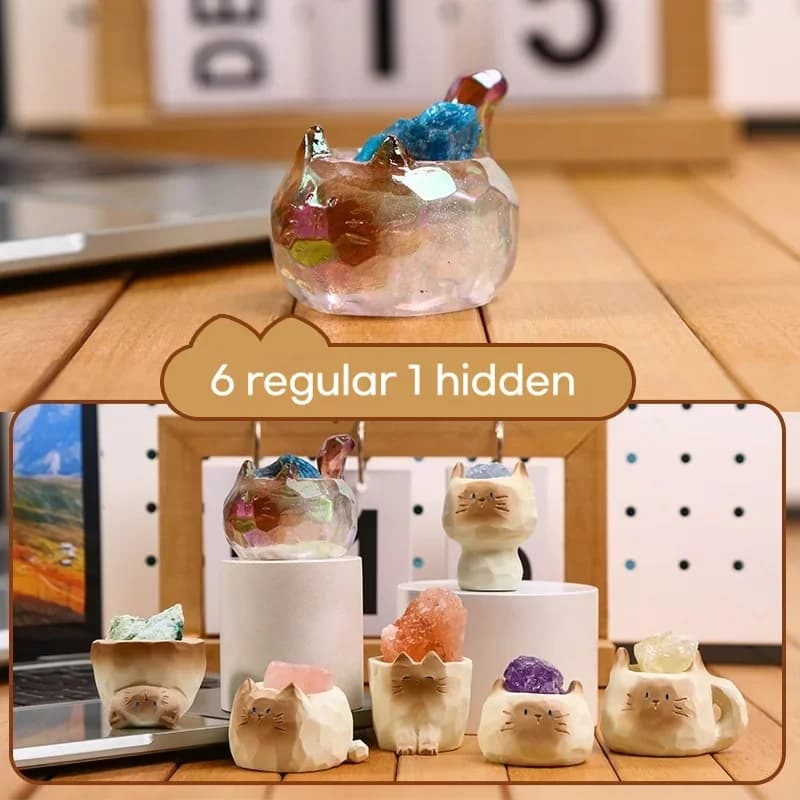 PAL Cat Crystal Blind Box Mini pietra originale figura di cartone animato carino ufficio desktop decorazione auto buona fortuna regalo per gli amanti dei gatti giocattoli